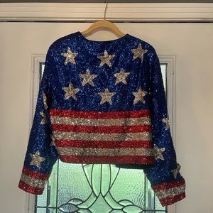 Vintage Red White Blue sequin USA jacket